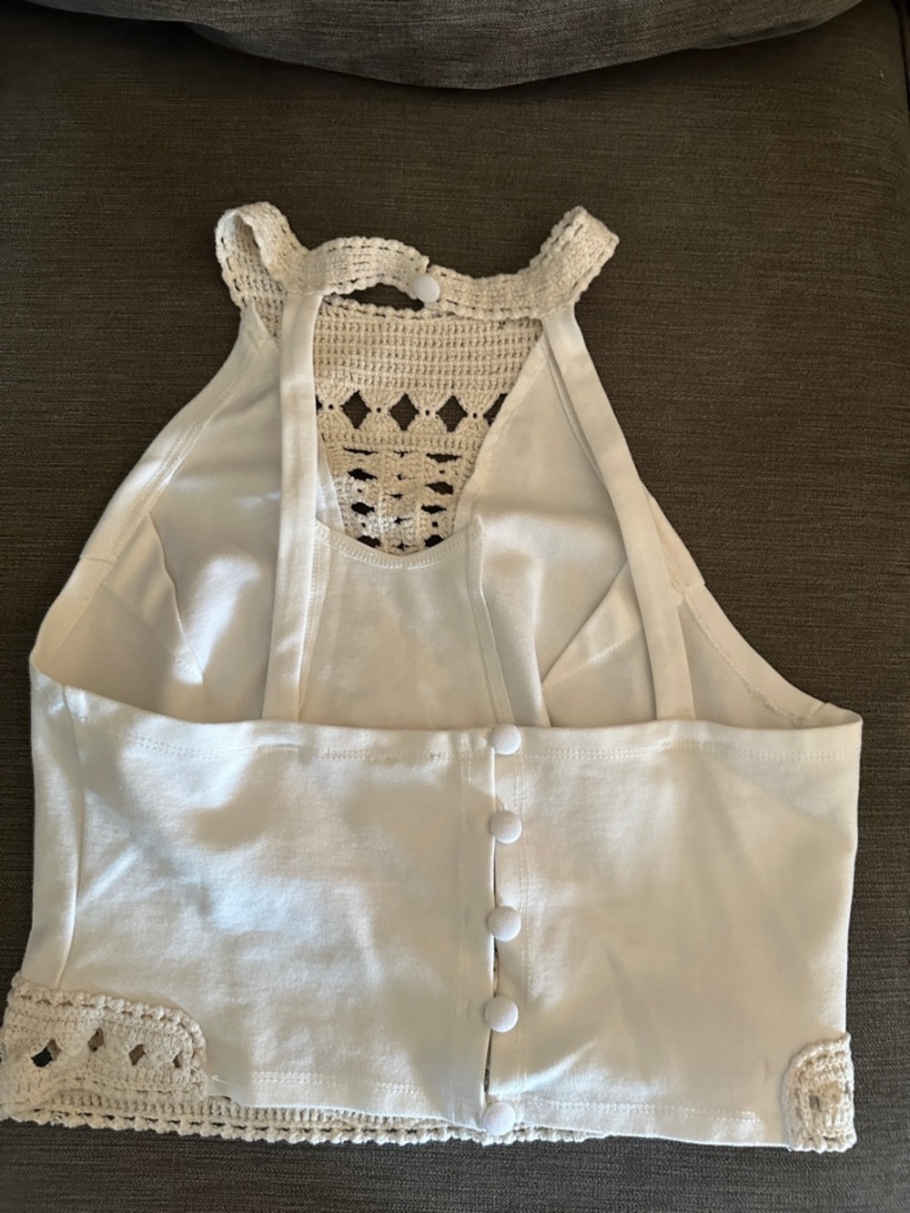 Ginnisks Cream Crochet-Back Halter Camisole large - Picture 4 of 6